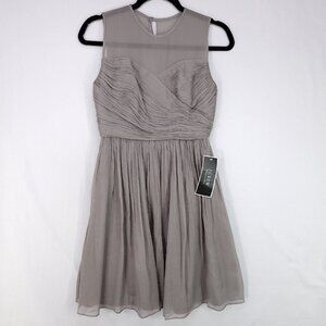 JCrew Silk Wedding Party Dress Size 8 Petite Gray Pleated Bodice New